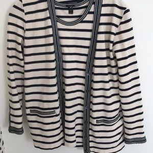 Jcrew stripe twinset metallic accents XXS size 2